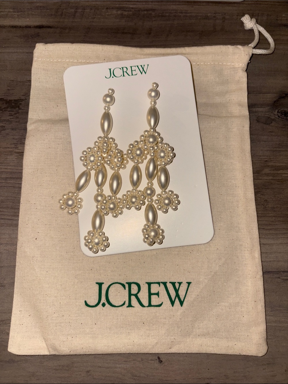 NWT J. Crew Pearl Cluster Chandelier Earrings